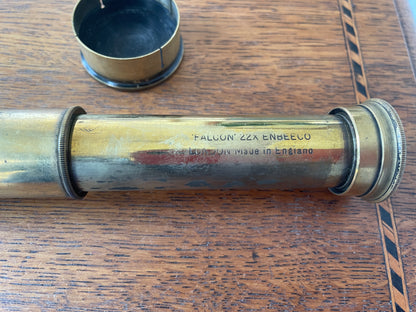 Vintage British Brass Telescopic Monocular – Falcon 22x Enbeeco London with Textured Resin Grip (c.1950–1970)