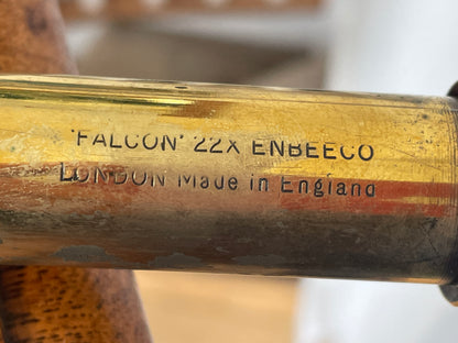 Vintage British Brass Telescopic Monocular – Falcon 22x Enbeeco London with Textured Resin Grip (c.1950–1970)
