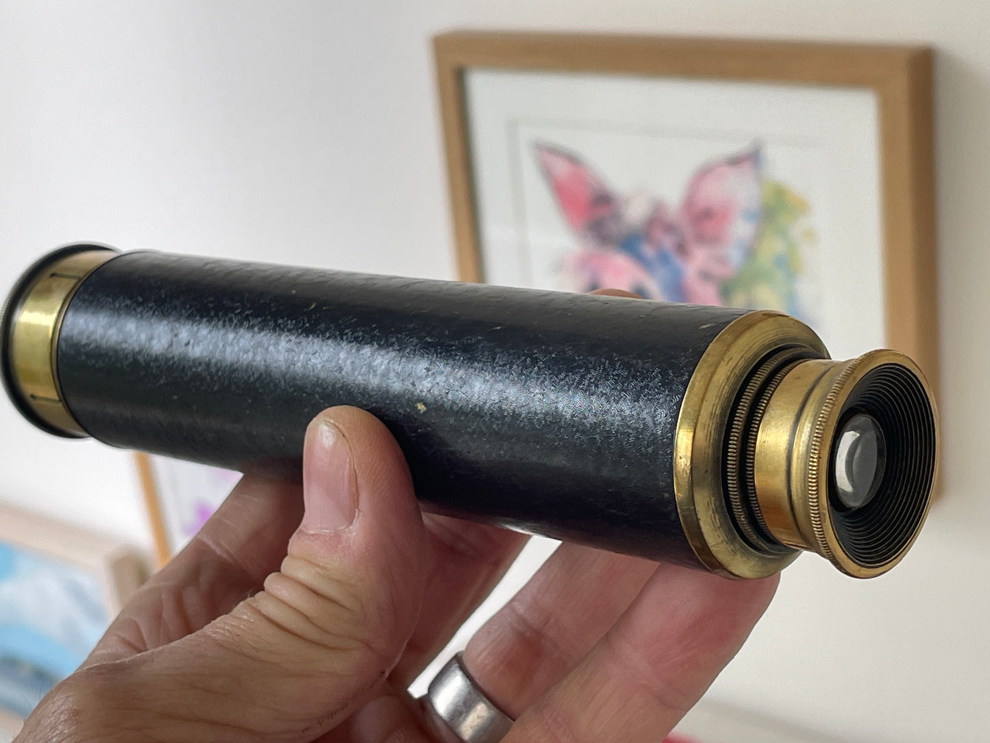 Vintage British Brass Telescopic Monocular – Falcon 22x Enbeeco London with Textured Resin Grip (c.1950–1970)