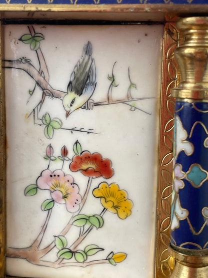 Antique Style Cloisonné Effect Brass and Resin Mantel Clock – Chinese Decorative Temple Form Case (c.1980–1990)