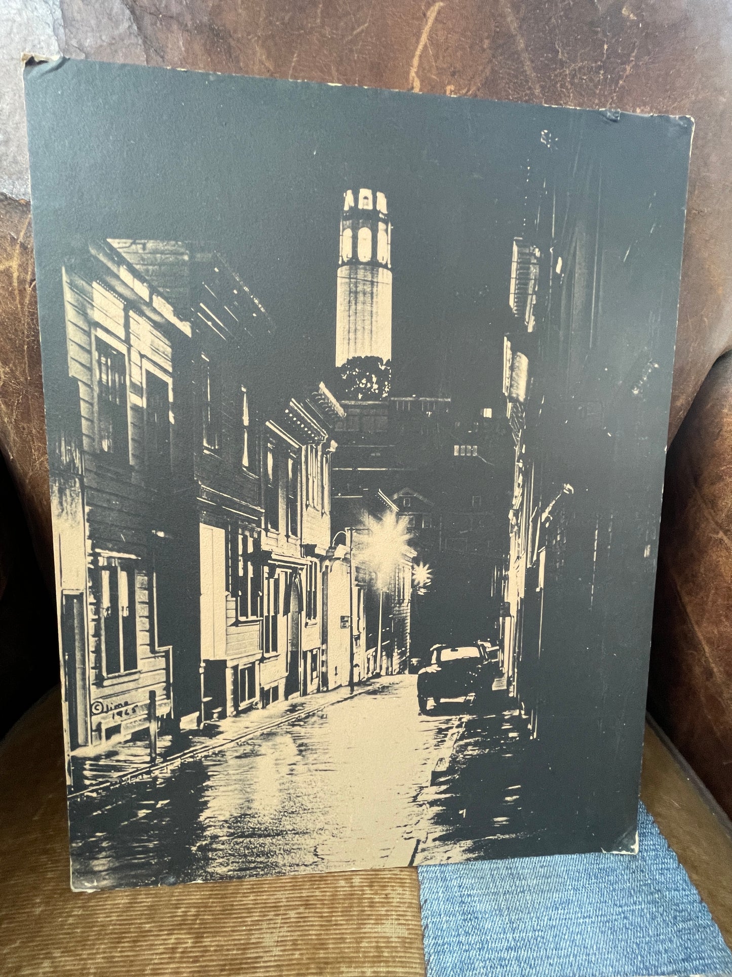 Pair of Signed 1965 San Francisco Photographic Prints – Jimo Perini Photos with Coit Tower