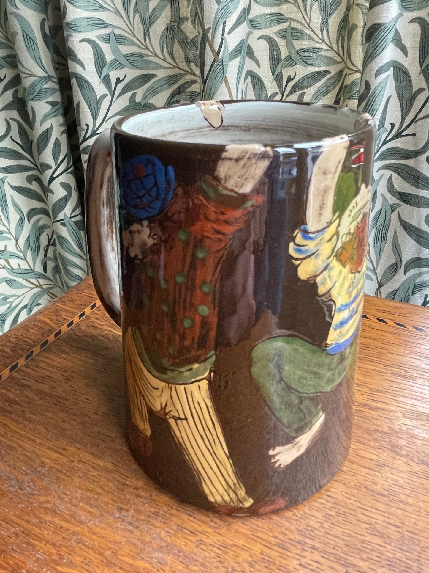 Vintage Swiss Pottery Beer Tankard – Hand Painted Figural Stein by Kohler Biel (c.1960s)