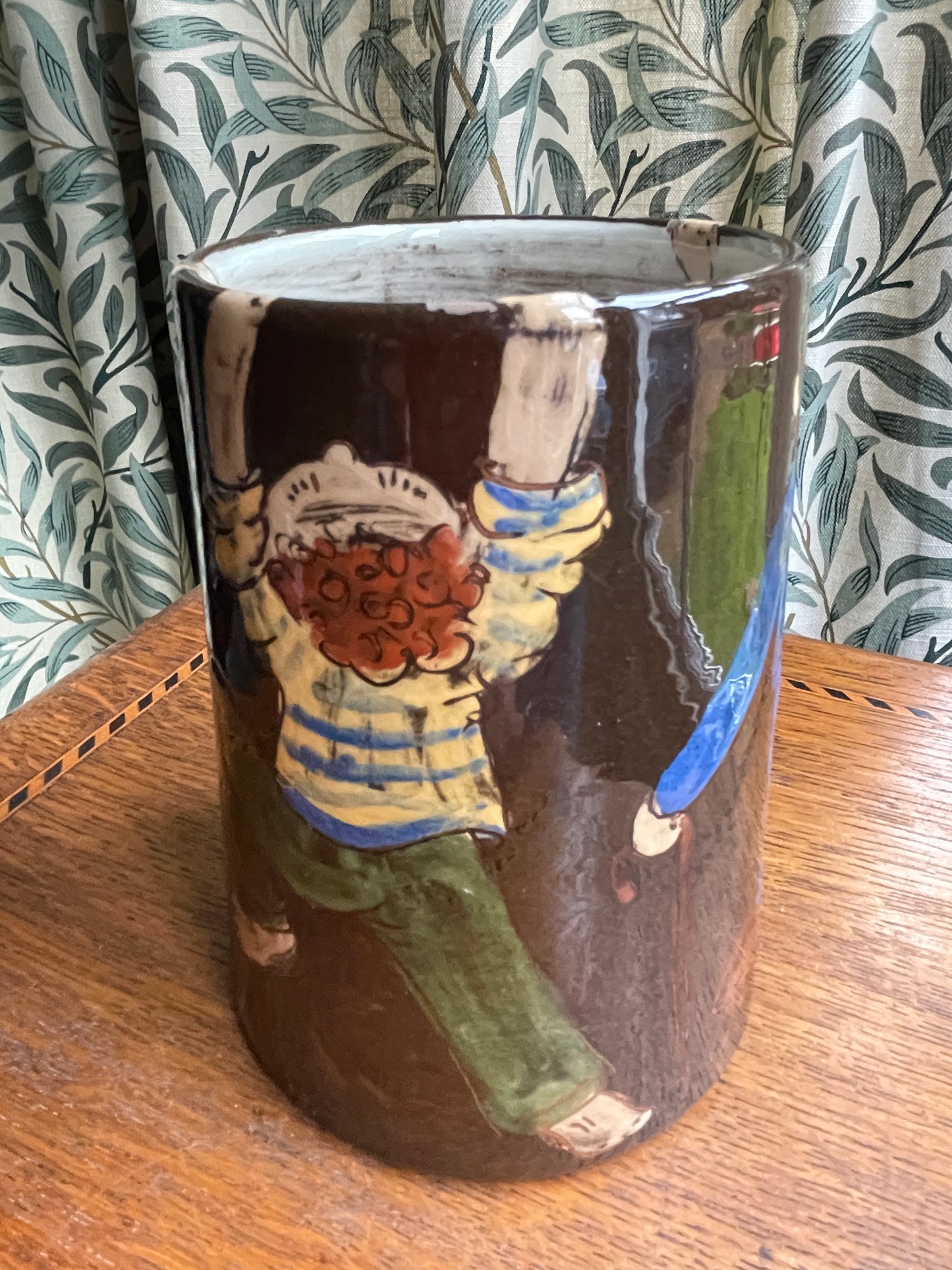 Vintage Swiss Pottery Beer Tankard – Hand Painted Figural Stein by Kohler Biel (c.1960s)
