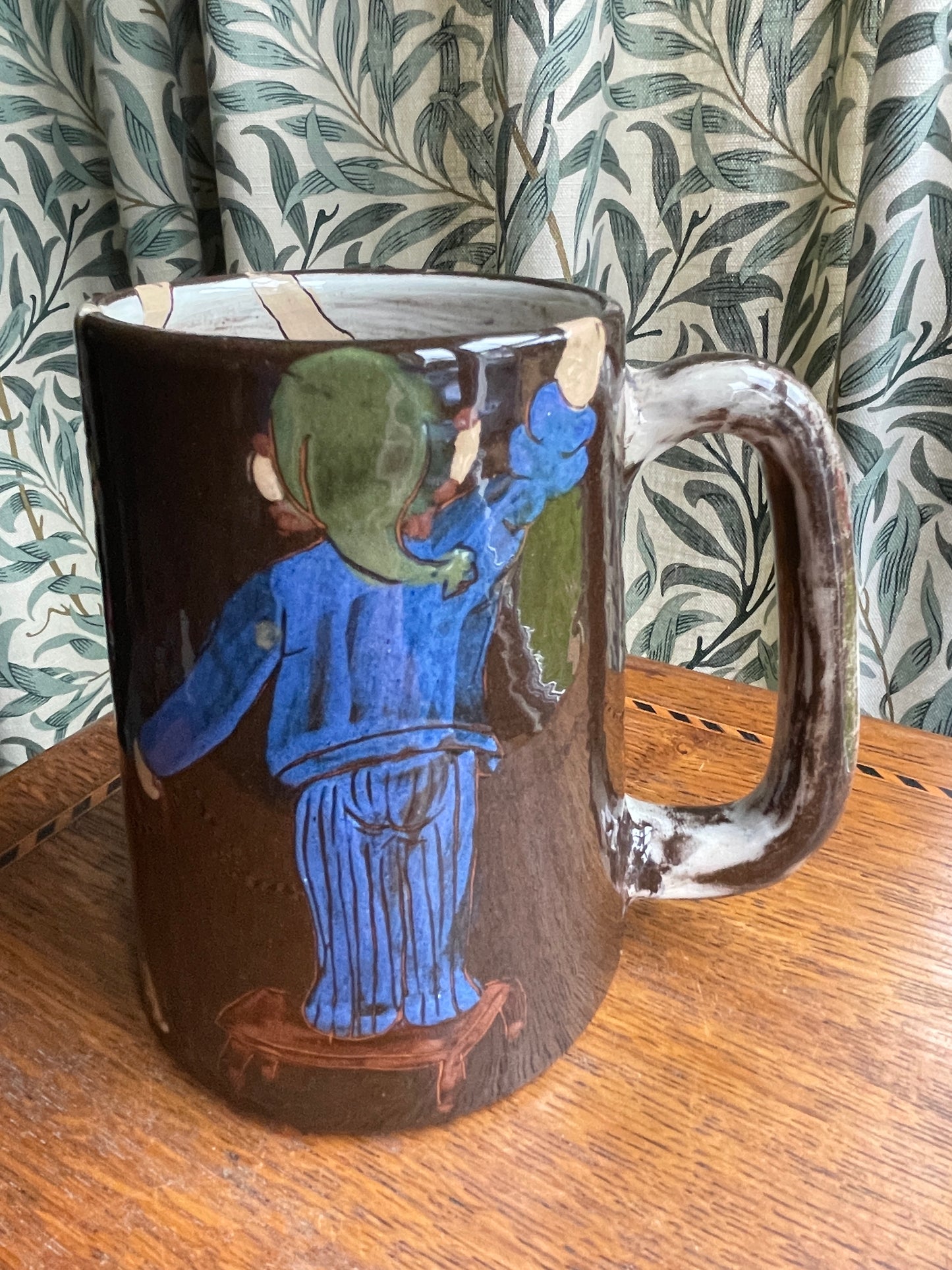 Vintage Swiss Pottery Beer Tankard – Hand Painted Figural Stein by Kohler Biel (c.1960s)