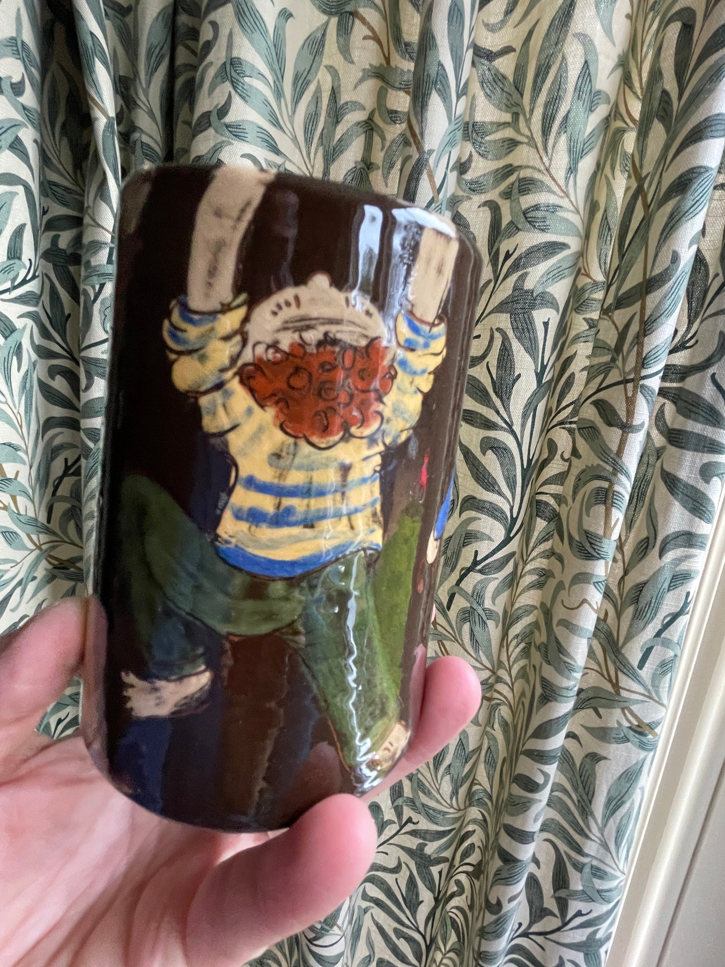Vintage Swiss Pottery Beer Tankard – Hand Painted Figural Stein by Kohler Biel (c.1960s)