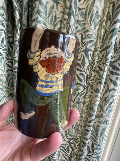 Vintage Swiss Pottery Beer Tankard – Hand Painted Figural Stein by Kohler Biel (c.1960s)