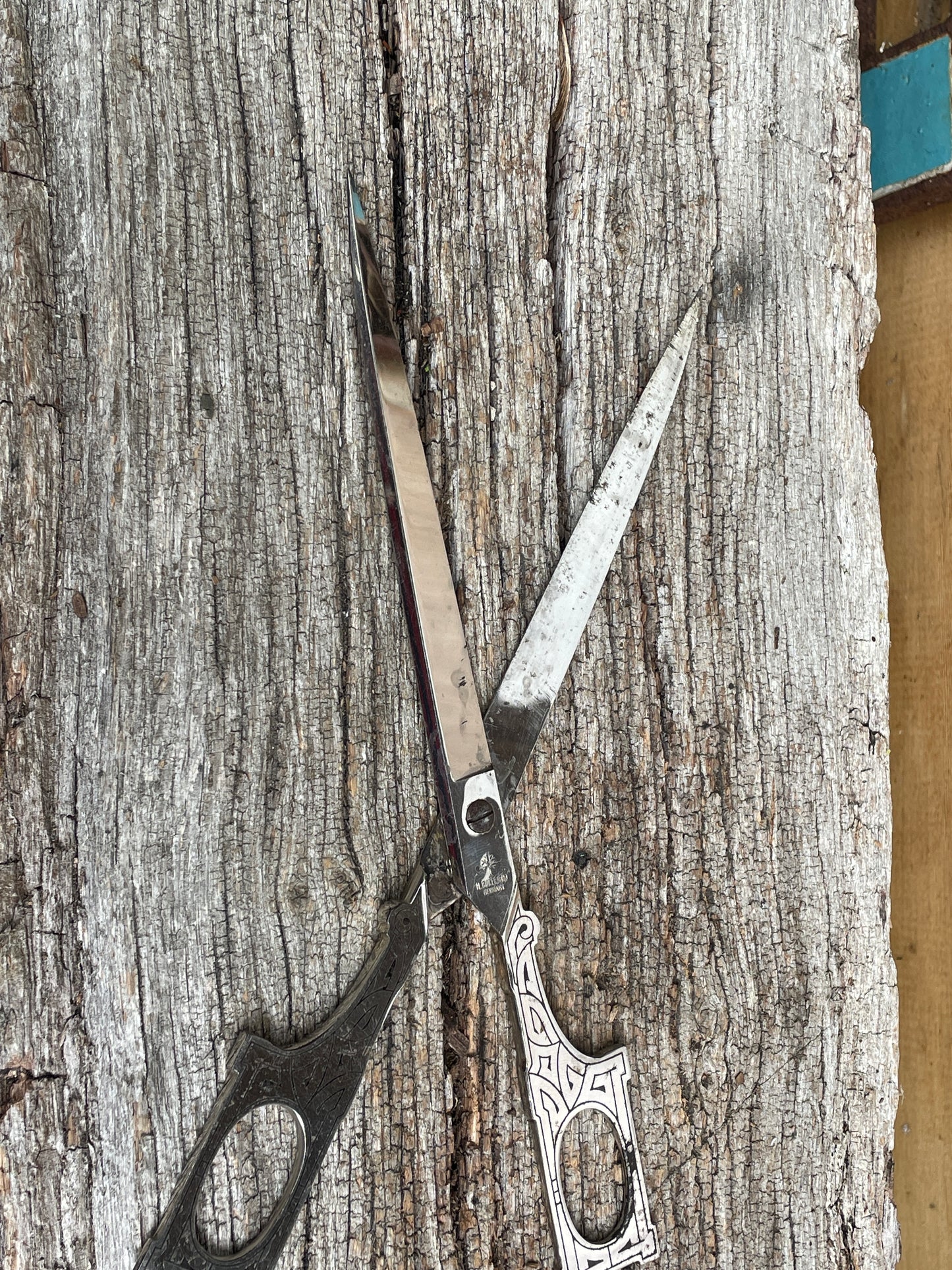 unusual Art Deco flat handles scissors by H. Boker and Co. Germany - 23cm long- c1920's