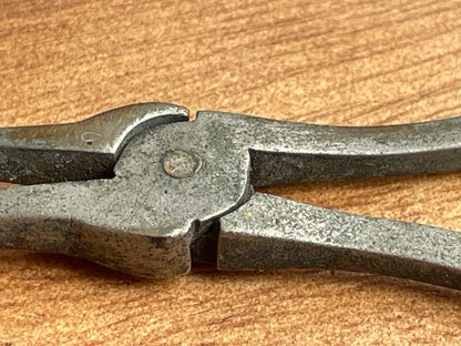 Victorian steel pliers with etched grip 10cm long