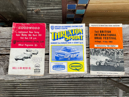 Three vintage Motor racing memorabilia official programmes 50's , 60's, 70's