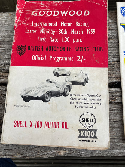 Three vintage Motor racing memorabilia official programmes 50's , 60's, 70's