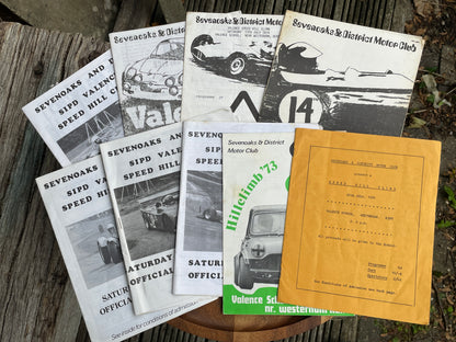 Nine Sevenoaks and District Motor Club Hill climb brochures/programmes 70's and 80's