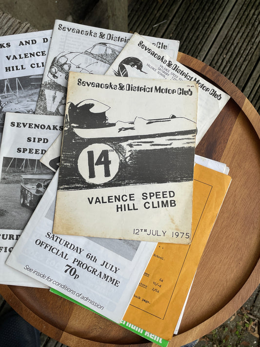 Nine Sevenoaks and District Motor Club Hill climb brochures/programmes 70's and 80's