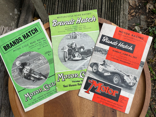 Three vintage Brands Hatch motor racing official programs 1950's