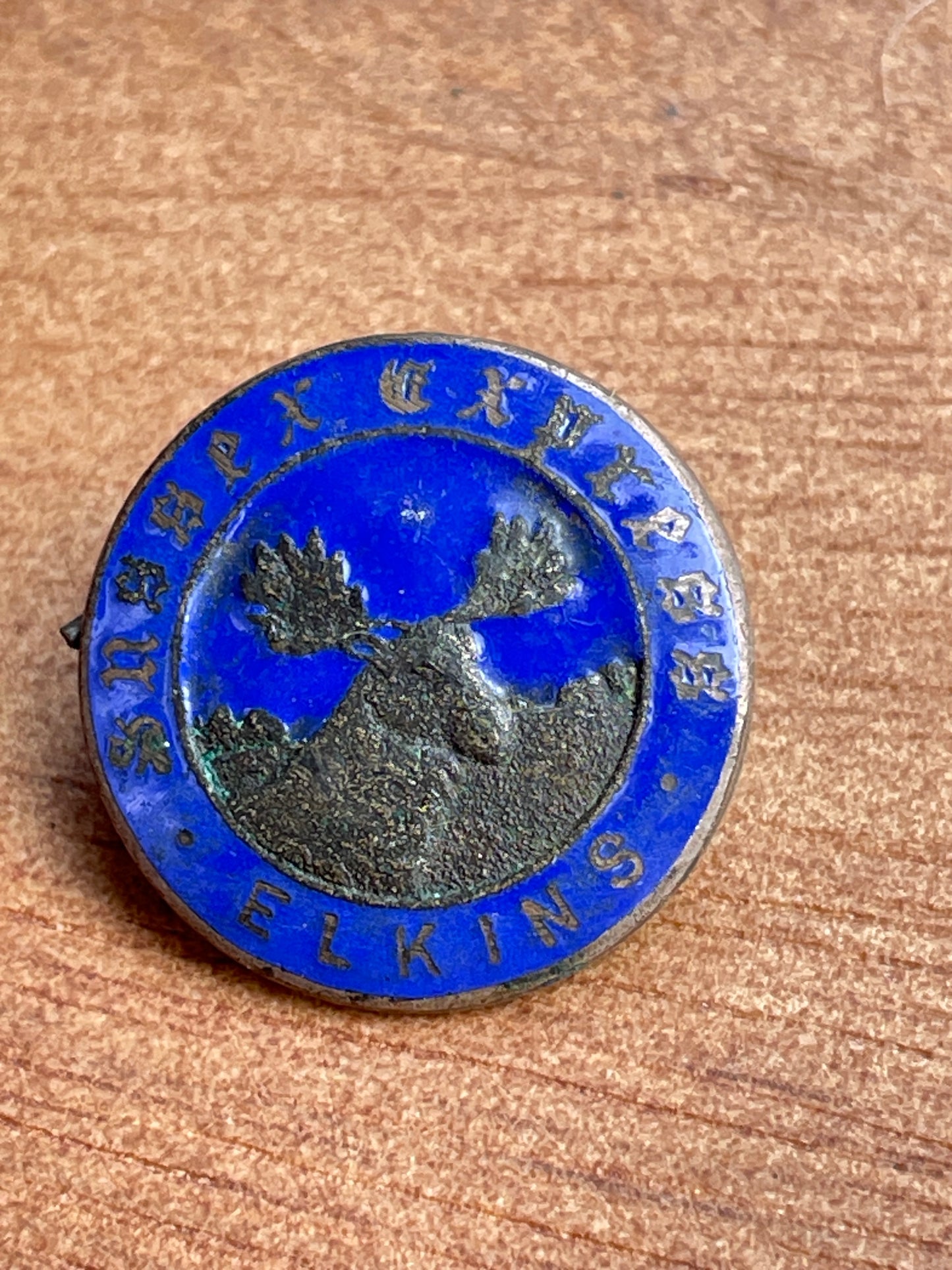 Vintage Sussex Express newspaper Elkins enamel brass pin badge