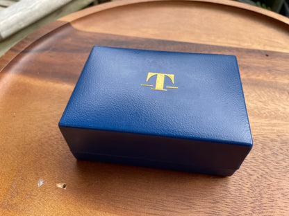 Vintage Tissot watch box Navy blue with gold logo -1970's - 11cm wide