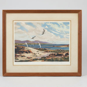 Winston Megoran (1913-71) Artists proof coloured etching signed and titled The Sunlit Bay c1950's
