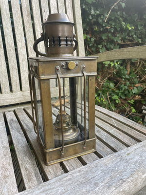 Antique brass nautical maritime lantern 28cm tall