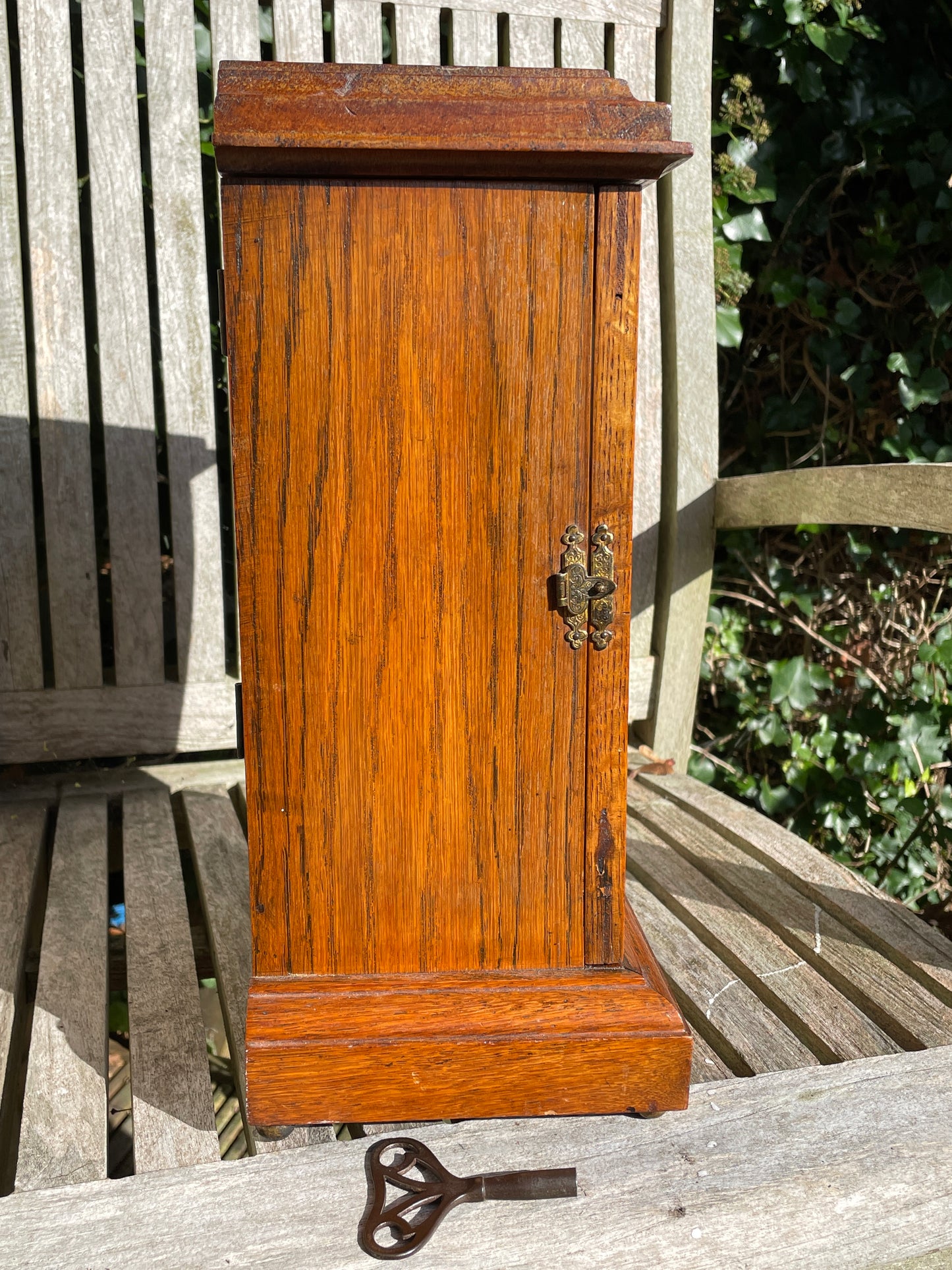 F & C Hässig Agenstein of Switzerland oak mantle clock 1930's