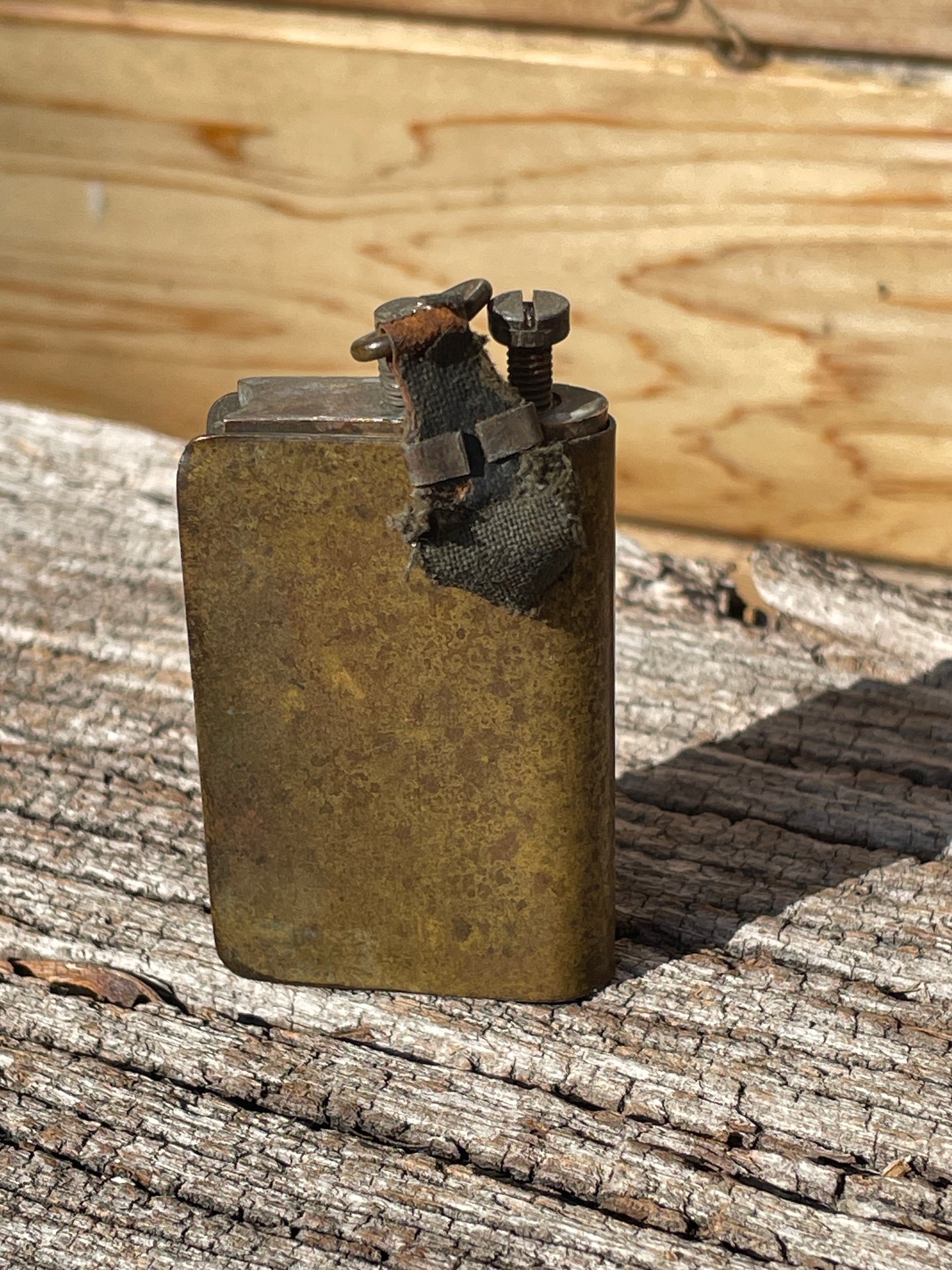 WW1 trench made/art brass book petrol lighter