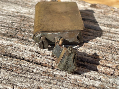 WW1 trench made/art brass book petrol lighter