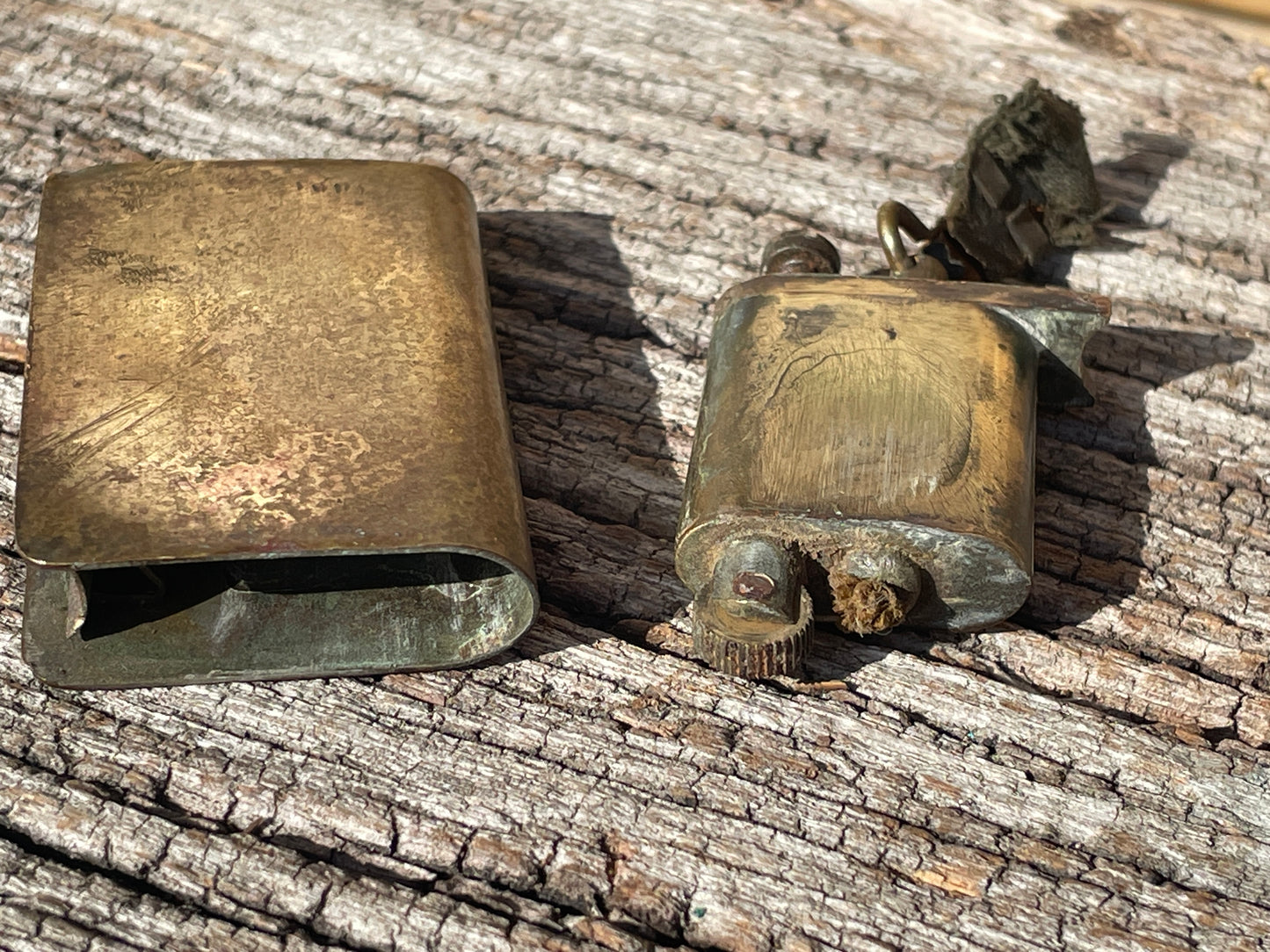 WW1 trench made/art brass book petrol lighter