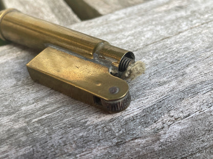 Trench art petrol cigarette lighter made from a bullet and waste brass 7cm long