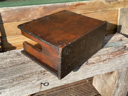 19th century hand made wooden stool from a street shoe shiner 35cm wide