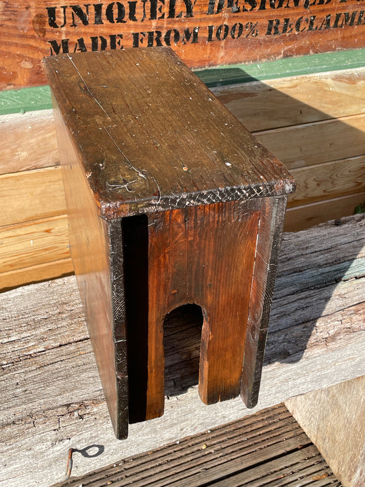 19th century hand made wooden stool from a street shoe shiner 35cm wide