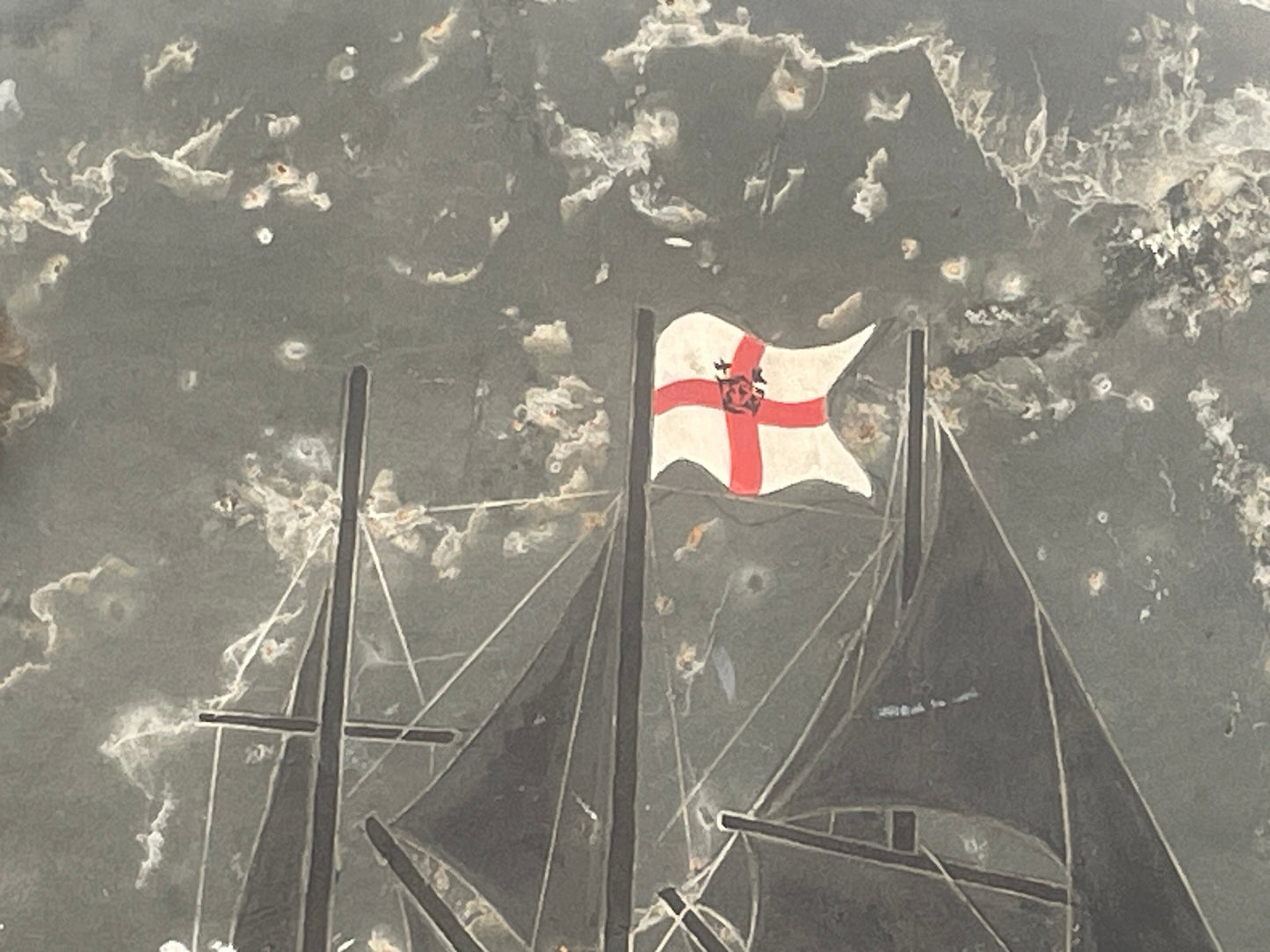 Hand-Painted Maritime Sailing Ship on Natural Slate Wall Plaque – Signed and Dated 1975