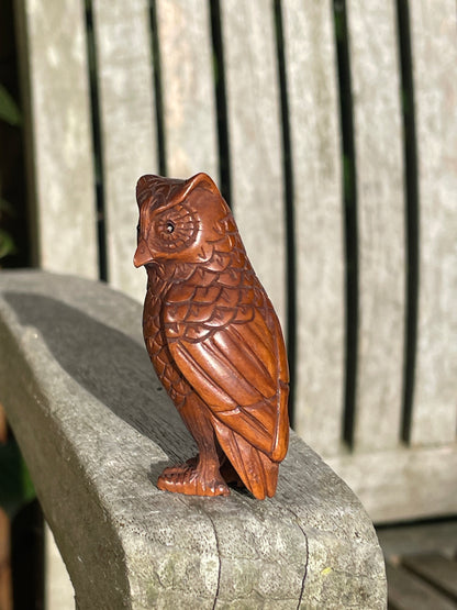 Hand carved Japanese Netsuke of an owl