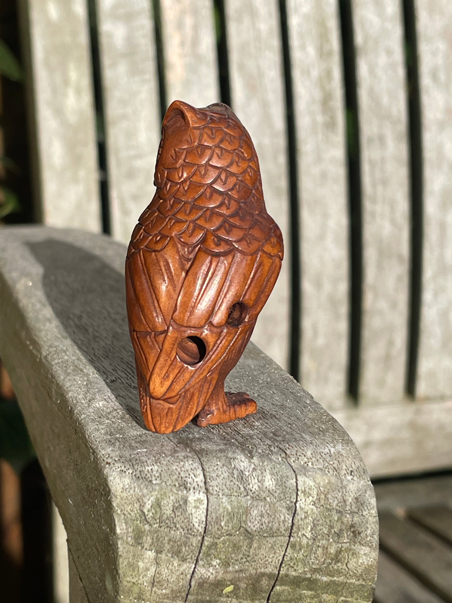 Hand carved Japanese Netsuke of an owl