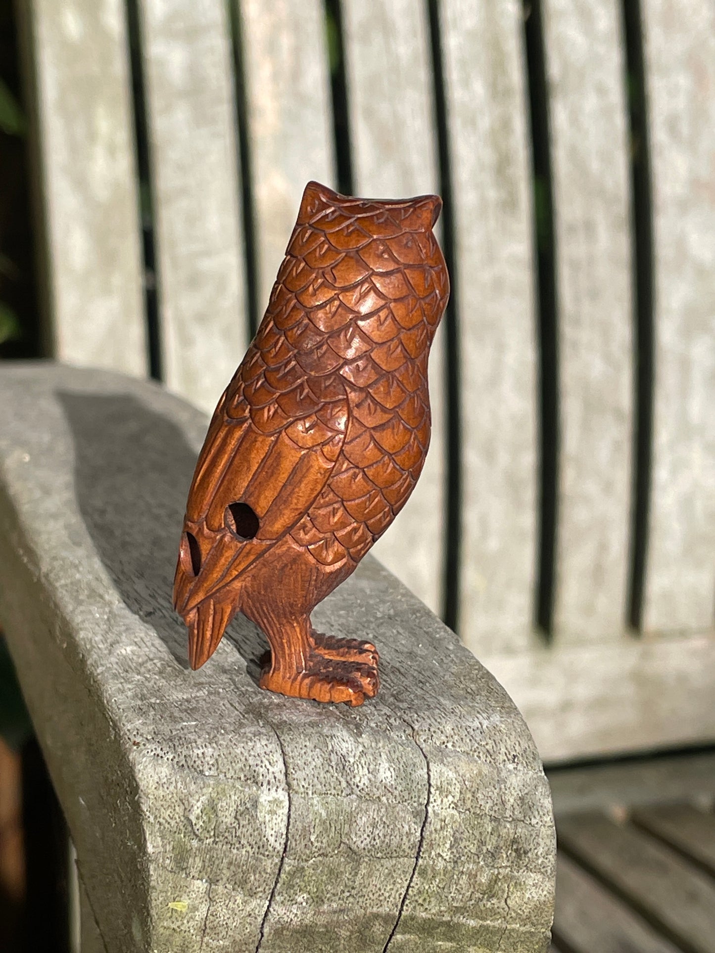 Hand carved Japanese Netsuke of an owl