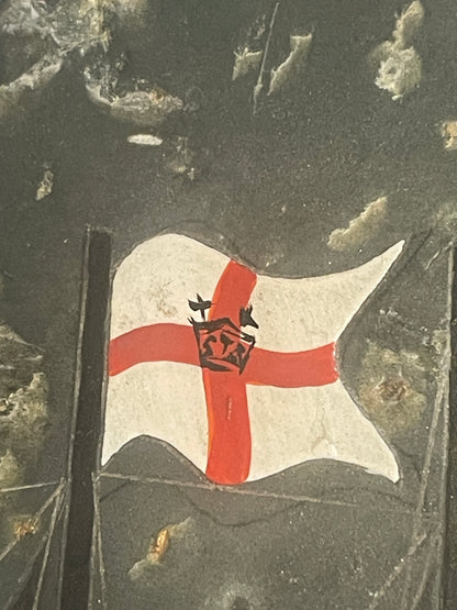 Hand-Painted Maritime Sailing Ship on Natural Slate Wall Plaque – Signed and Dated 1975