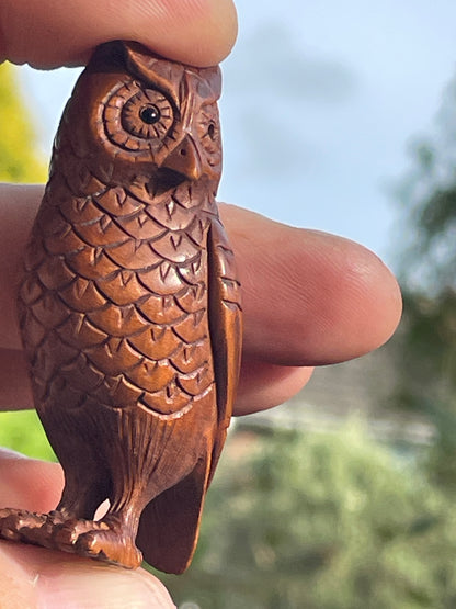 Hand carved Japanese Netsuke of an owl