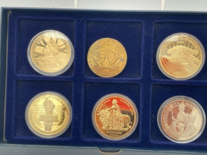 Collection of Six Commemorative Coins & Medals in Velvet Presentation Box