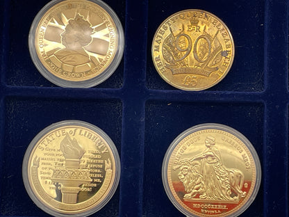 Collection of Six Commemorative Coins & Medals in Velvet Presentation Box