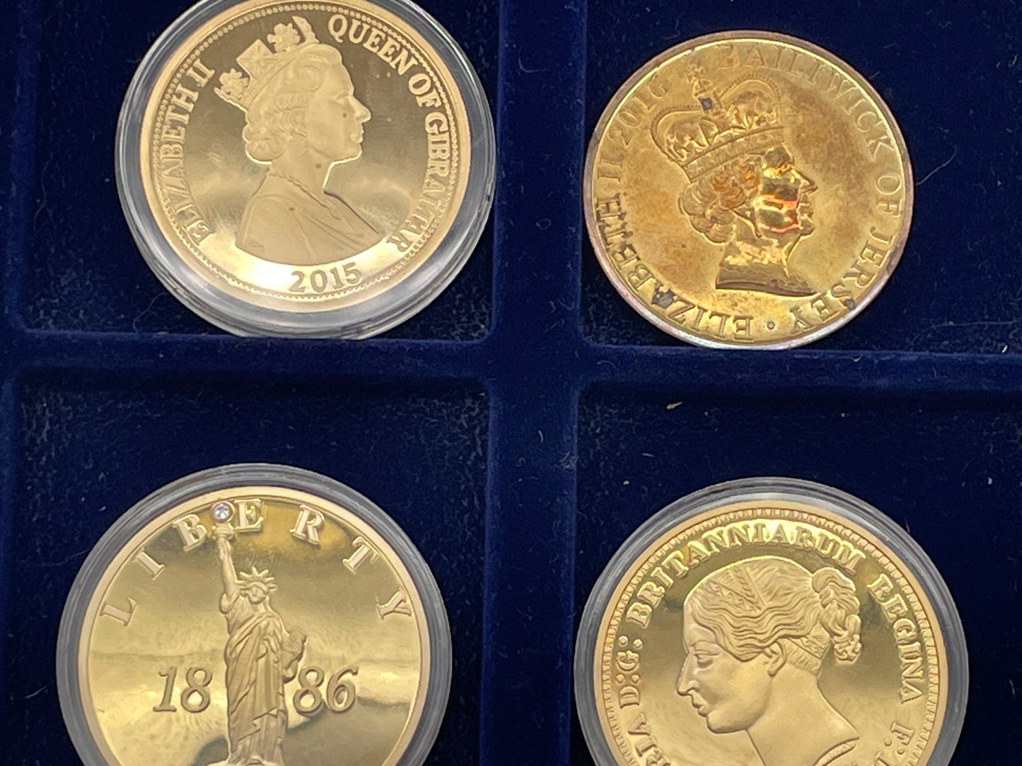 Collection of Six Commemorative Coins & Medals in Velvet Presentation Box