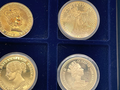 Collection of Six Commemorative Coins & Medals in Velvet Presentation Box