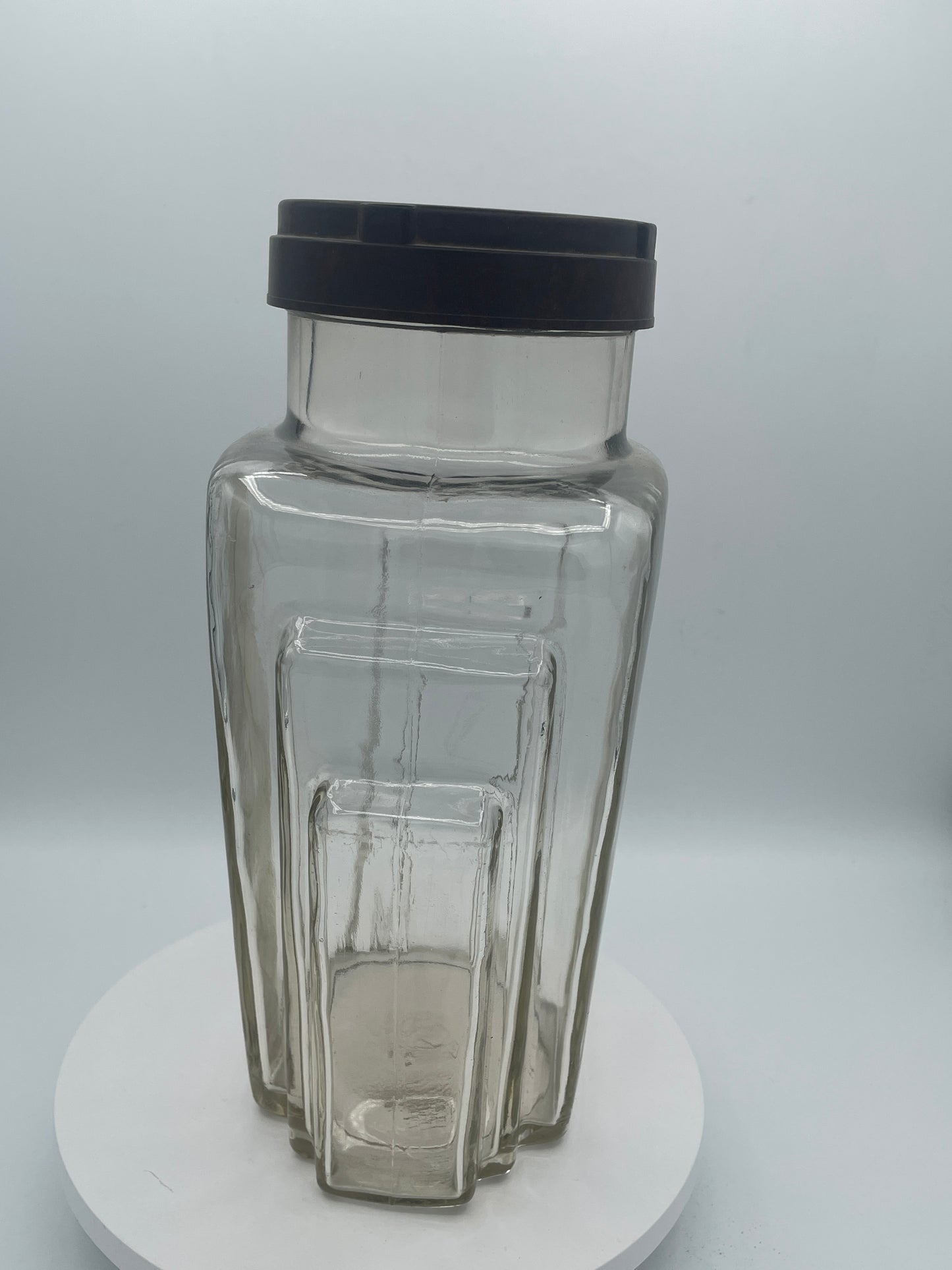 Vintage Art Deco Glass Storage Jar with Bakelite Screw Lid – British Registered Design
