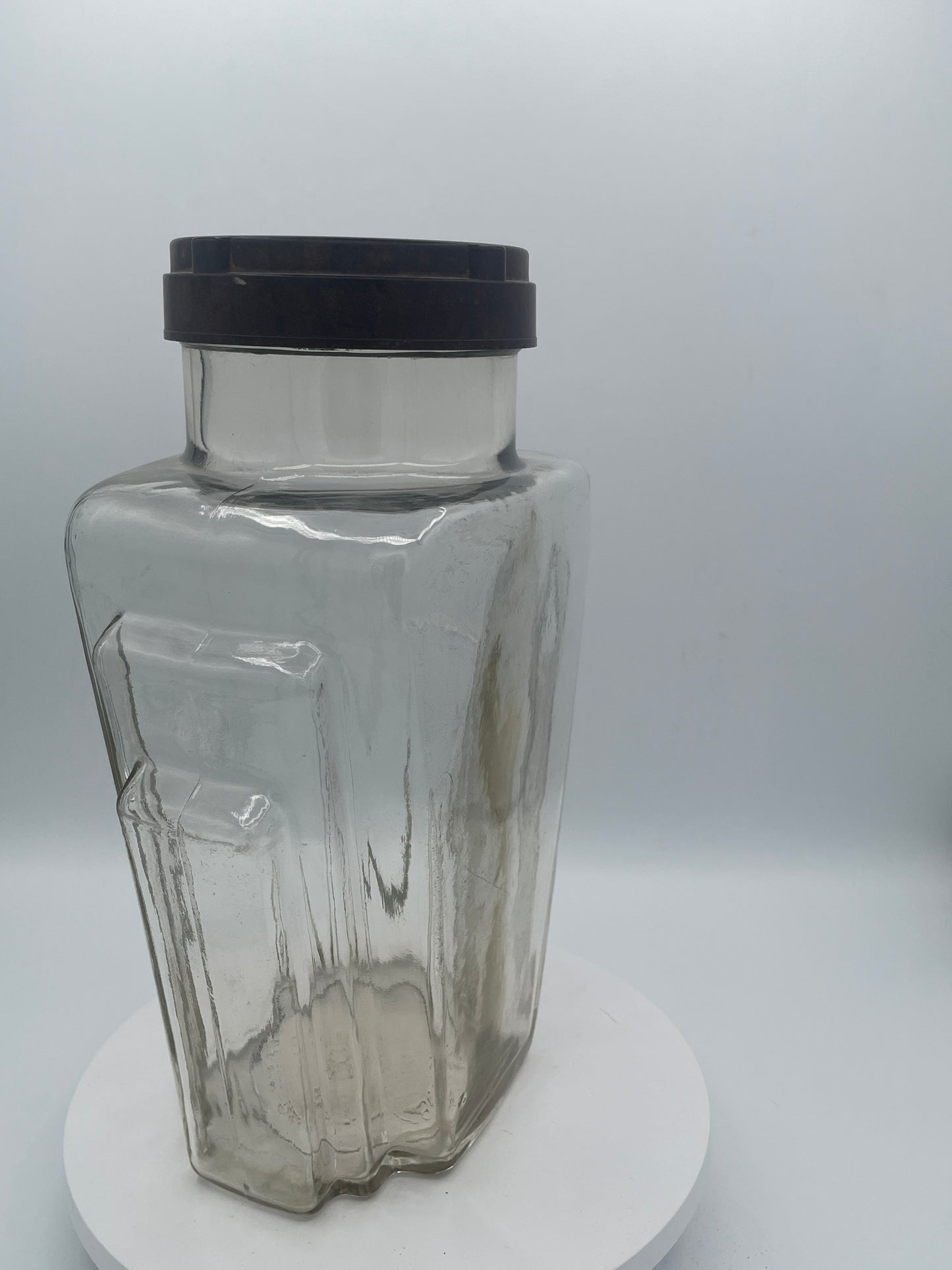 Vintage Art Deco Glass Storage Jar with Bakelite Screw Lid – British Registered Design