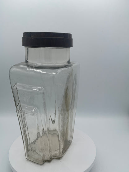 Vintage Art Deco Glass Storage Jar with Bakelite Screw Lid – British Registered Design