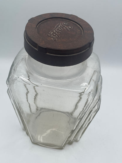Vintage Art Deco Glass Storage Jar with Bakelite Screw Lid – British Registered Design