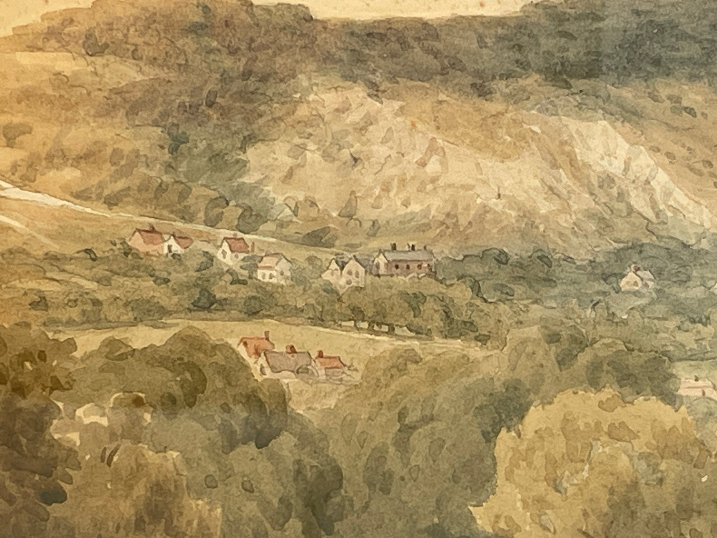 Original Watercolour Landscape by C. Pyne – Framed English Countryside Scene