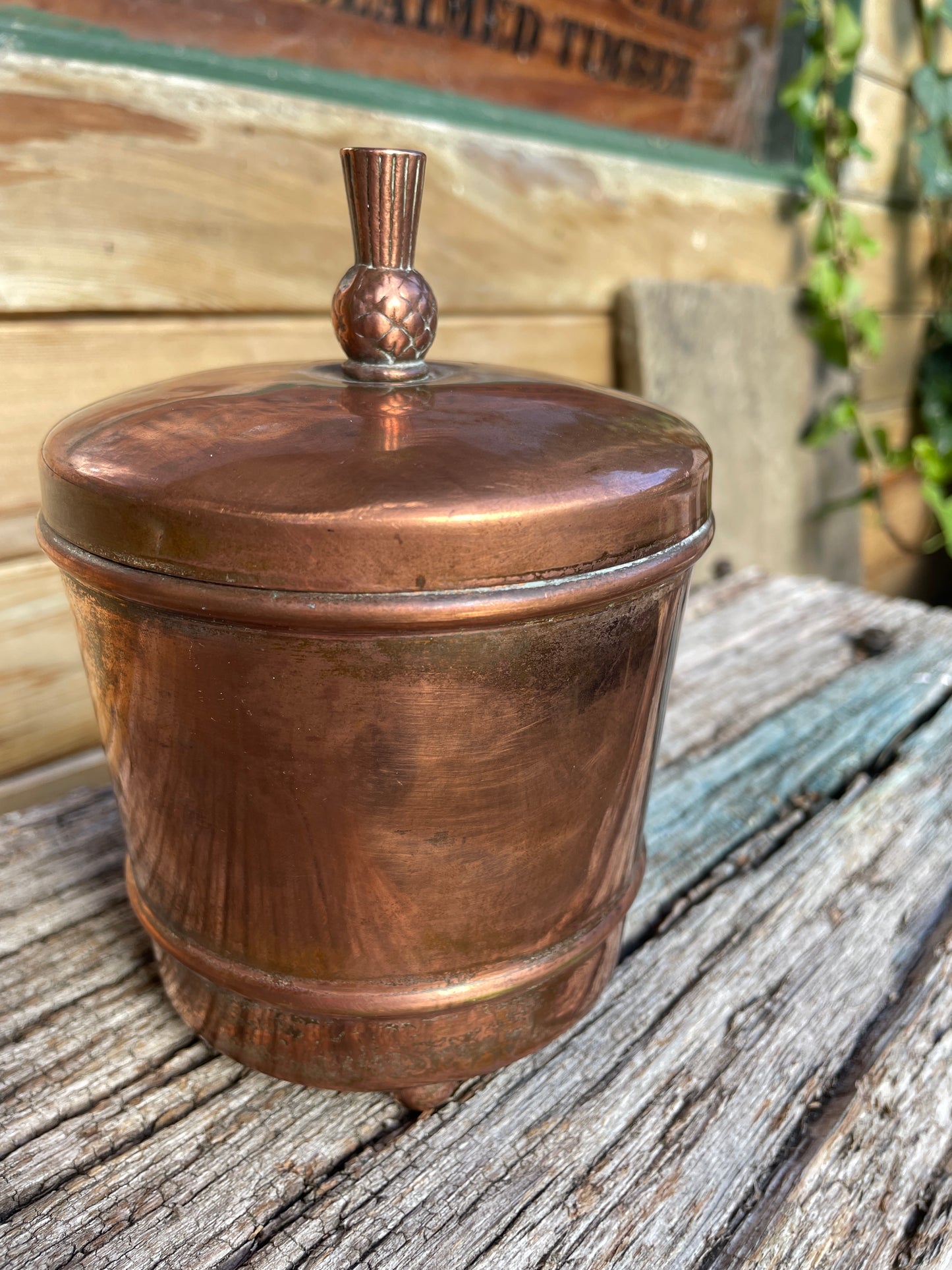 1953 Queens coronation copper tea caddy