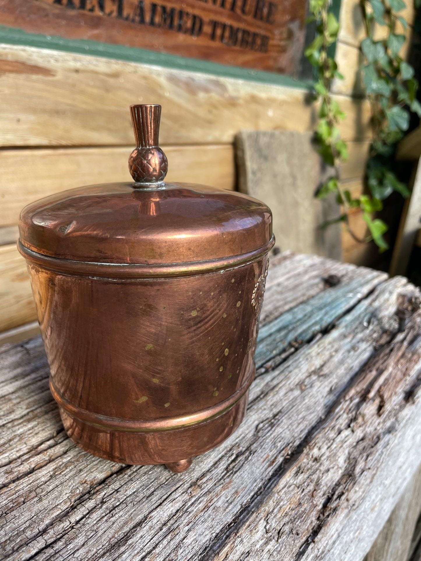 1953 Queens coronation copper tea caddy