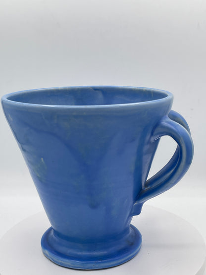 C.H. Brannam Barnstaple Blue Twin Handled Pottery Vase Planter 16cm