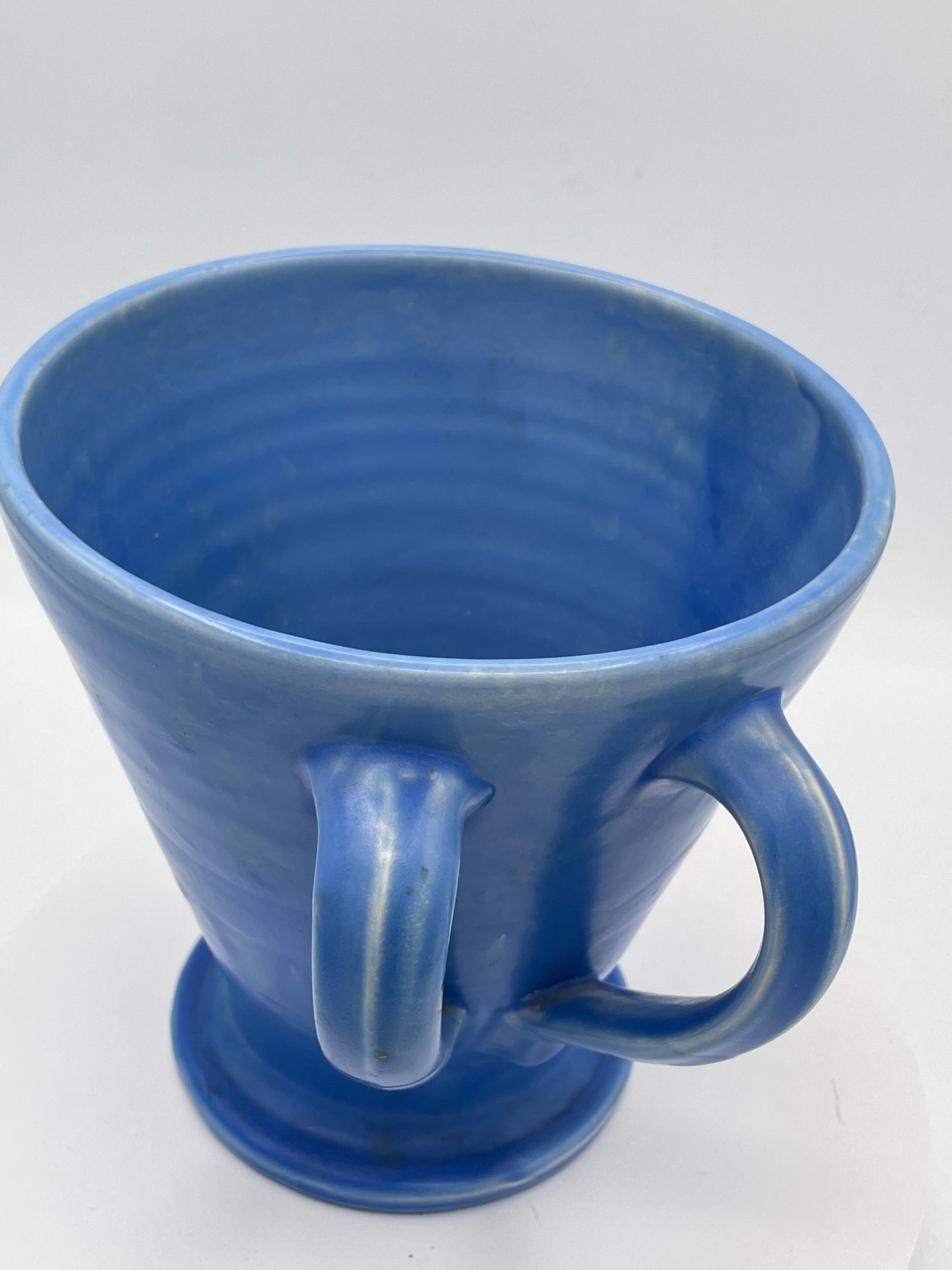 C.H. Brannam Barnstaple Blue Twin Handled Pottery Vase Planter 16cm