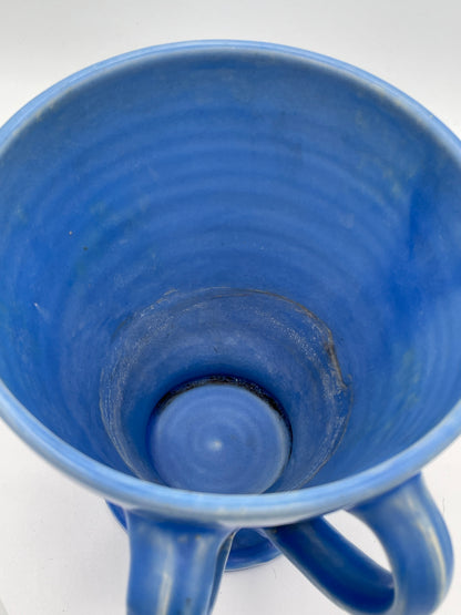 C.H. Brannam Barnstaple Blue Twin Handled Pottery Vase Planter 16cm