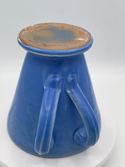 C.H. Brannam Barnstaple Blue Twin Handled Pottery Vase Planter 16cm