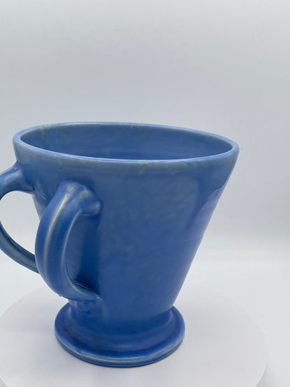 C.H. Brannam Barnstaple Blue Twin Handled Pottery Vase Planter 16cm